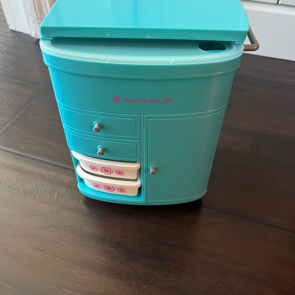American girl, doll hair salon cart